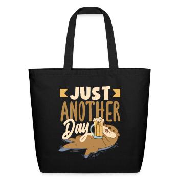 Sea Otter Cartoon Funny Pun Otters - Eco-Friendly Cotton Tote - black - Front
