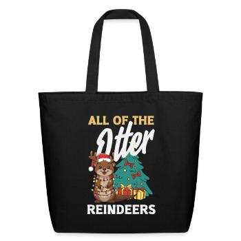 Sea Otter Pun Christmas Reindeers - Eco-Friendly Cotton Tote - black - Front