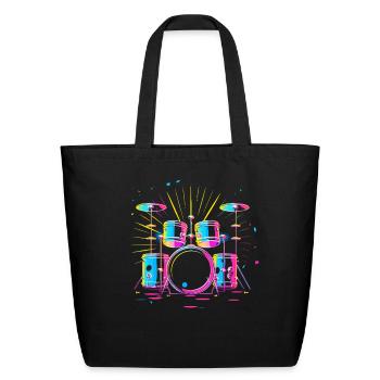 Drum Kit Artwork - Eco-Friendly Cotton Tote - black - Front