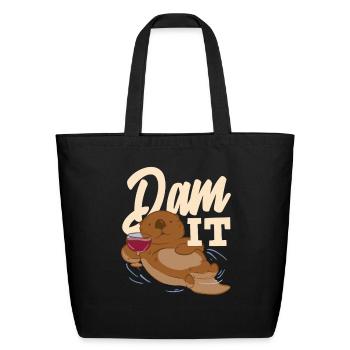 Sea Otter Cartoon Dam It - Eco-Friendly Cotton Tote - black - Front