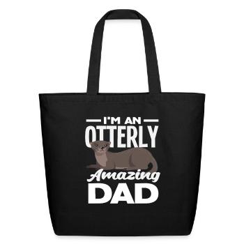 Sea Otter Cartoon Dad - Eco-Friendly Cotton Tote - black - Front
