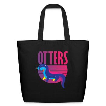 Sea Otter Retro - Eco-Friendly Cotton Tote - black - Front