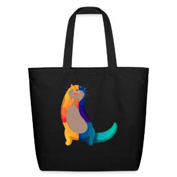 Sea Otter Cartoon - Eco-Friendly Cotton Tote - black - Front