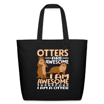 Sea Otter Cartoon I'm Awesome - Eco-Friendly Cotton Tote - black - Front