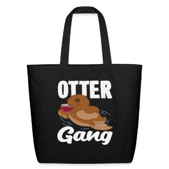 Sea Otter Cartoon Gang - Eco-Friendly Cotton Tote - black - Front