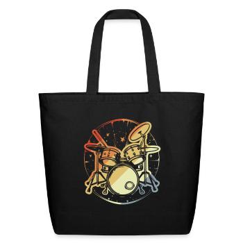 Drum Set Vintage Look - Eco-Friendly Cotton Tote - black - Front