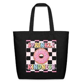 Sprinkle Kindness Donut Graphic design for men  - Eco-Friendly Cotton Tote - black - Front