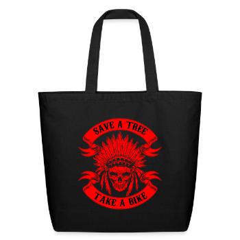 Save a Tree Take a Bike - Eco-Friendly Cotton Tote - black - Front