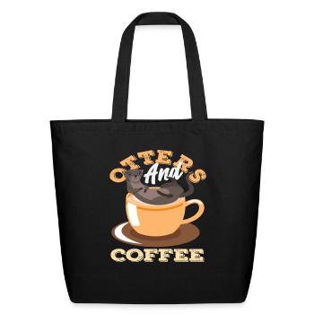 Coffee Sea Otter Cartoon - Eco-Friendly Cotton Tote - black - Front