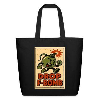 Drop F-Bomb Cartoon Bomb - Eco-Friendly Cotton Tote - black - Front