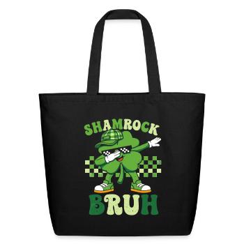 Shamrock Bruh with Sunglasses - Eco-Friendly Cotton Tote - black - Front