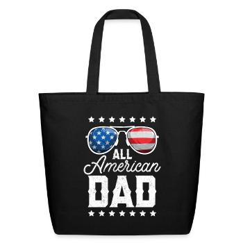 All American Dad Sunglasses Graphic - Eco-Friendly Cotton Tote - black - Front