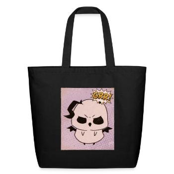 Grumpy Kawaii Fluffy Monster Grr - Eco-Friendly Cotton Tote - black - Front