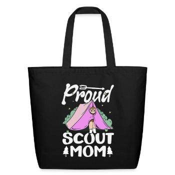 Proud Scout Mom Scouting Mother Camp - Eco-Friendly Cotton Tote - black - Front