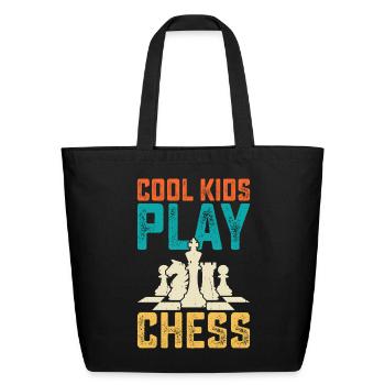 Cool Kids Play Chess - Eco-Friendly Cotton Tote - black - Front