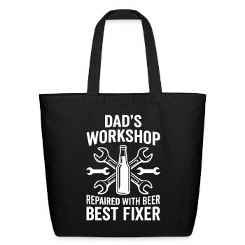DADS WORKSHOP REPAIRED WITH BEER BEST FIXER Pro - Eco-Friendly Cotton Tote - black - Front