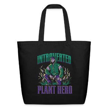 Ecologist Ecology Introverted Plant Hero - Eco-Friendly Cotton Tote - black - Front