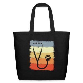 Stethoscope Drawing - Eco-Friendly Cotton Tote - black - Front