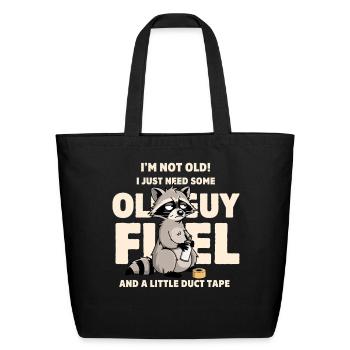 Old Guy Fuel Raccoon Tee - Eco-Friendly Cotton Tote - black - Front
