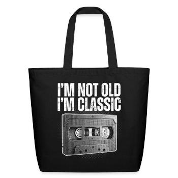 Not Old Not Classic Cassette - Eco-Friendly Cotton Tote - black - Front
