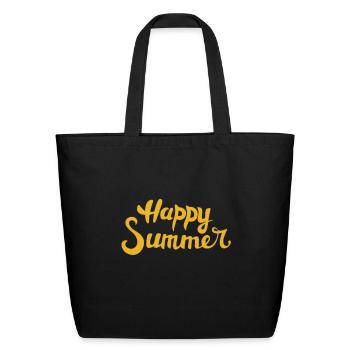 Happy Summer Handlettered Script - Eco-Friendly Cotton Tote - black - Front