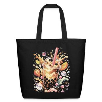 Bubble Tea Tapioca Beads Splash Art - Eco-Friendly Cotton Tote - black - Front