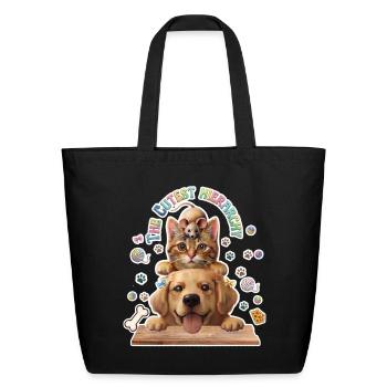 ​Cute Animals Pyramid Design - Funny Animals - Eco-Friendly Cotton Tote - black - Front