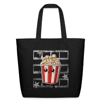 Horror Movie Night Gift Spooky Cinema Popcorn - Eco-Friendly Cotton Tote - black - Front