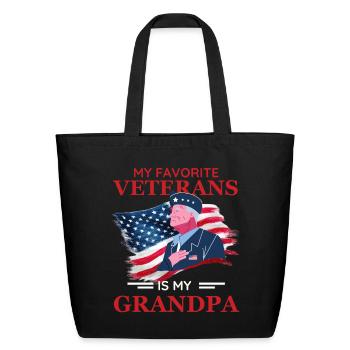 My Favorite Veteran Grandpa - Eco-Friendly Cotton Tote - black - Front