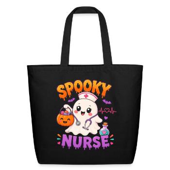 Spooky Nurse Halloween - Eco-Friendly Cotton Tote - black - Front