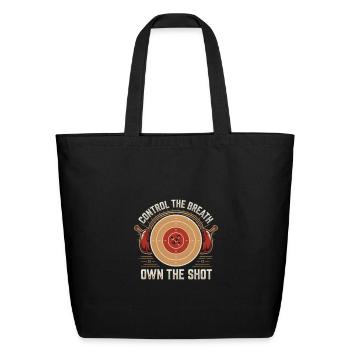 Control The Breath – Own The Shot - Eco-Friendly Cotton Tote - black - Front