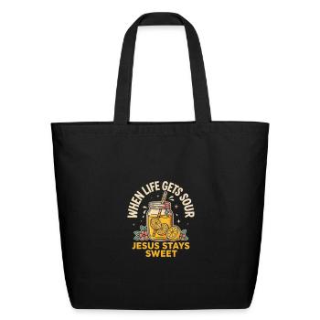 When Life Gets Sour – Jesus Stays Sweet - Eco-Friendly Cotton Tote - black - Front