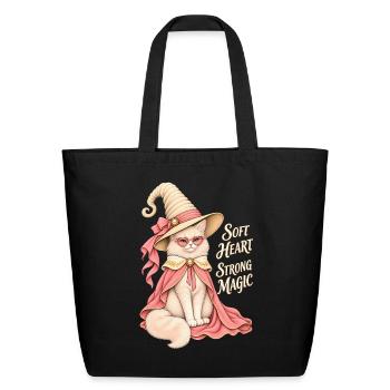 Soft Heart Strong Magic Cat - Eco-Friendly Cotton Tote - black - Front