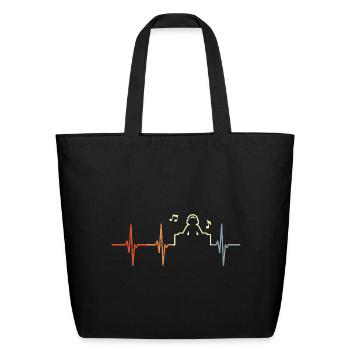 DJ Heartline Retro Look - Eco-Friendly Cotton Tote - black - Front