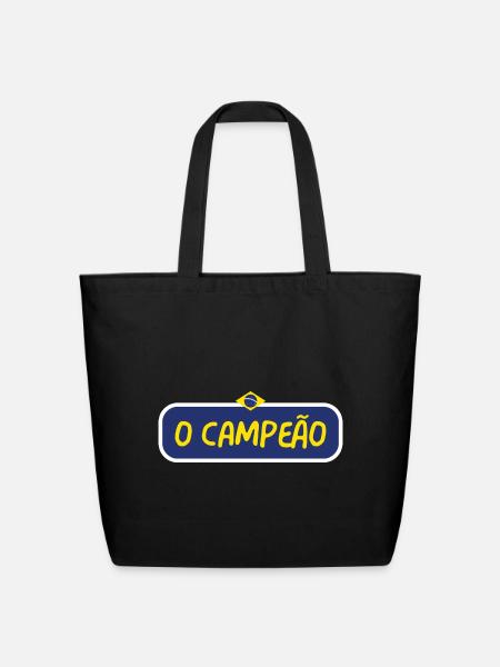 O Campeão Brasil Flag Tee - Eco-Friendly Cotton Tote - black