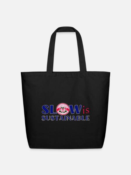 Slow_is_sustainable - Eco-Friendly Cotton Tote - black