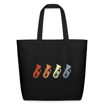 Vintage Tuba Sketch - Eco-Friendly Cotton Tote - black - Front