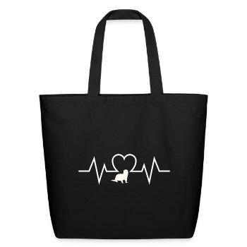 Sea Otter Cartoon Heartbeat - Eco-Friendly Cotton Tote - black - Front