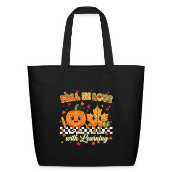 Fall in Love with Learning - Eco-Friendly Cotton Tote - black - Front