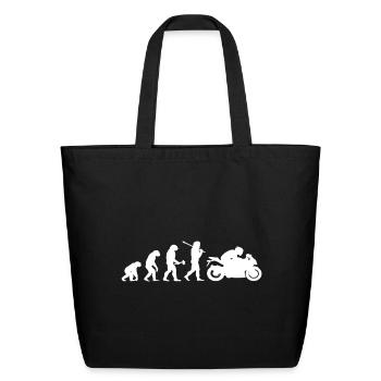 Evolution to Motorcycle Rider - Eco-Friendly Cotton Tote - black - Front