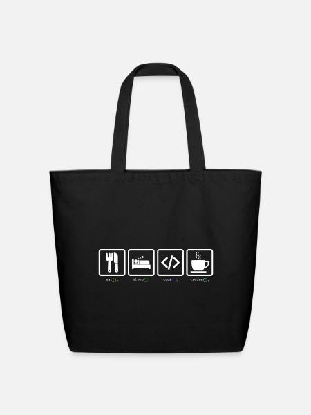 Eat Sleep Code Coffee - Eco-Friendly Cotton Tote - black