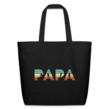 Papa Vintage Fishing Dad Angler Gift - Eco-Friendly Cotton Tote - black - Front