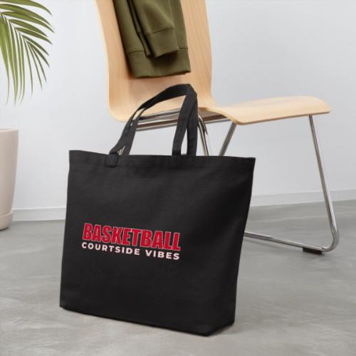 Courtside Vibes Basketball Typography Design - Eco-Friendly Cotton Tote