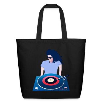 Male DeeJay - DJ - Disc Jockey - Eco-Friendly Cotton Tote - black - Front