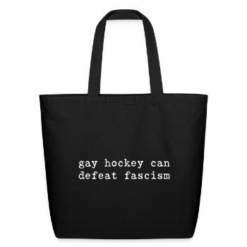 Gay hockey can defeat fascism - Eco-Friendly Cotton Tote - black - Front