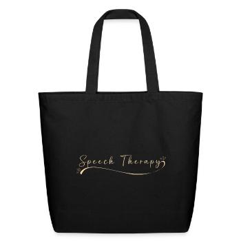 Speech Language Therapy Teacher Therapist - Eco-Friendly Cotton Tote - black - Front