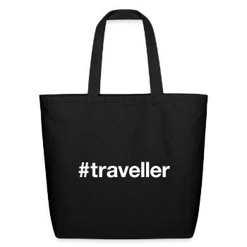 TRAVELLER Travel Hashtag - Eco-Friendly Cotton Tote - black - Front
