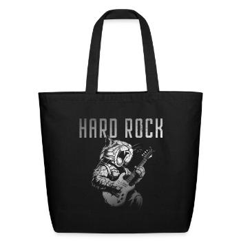 Hard Rock Cat Guitar - Eco-Friendly Cotton Tote - black - Front