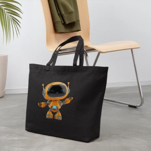 Playful Orange 3D Cartoon Robot for Kids - Eco-Friendly Cotton Tote