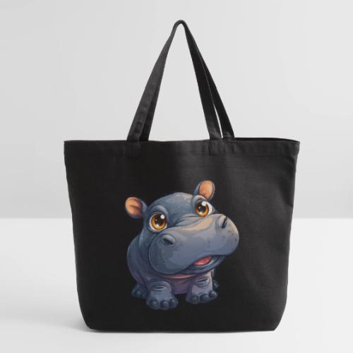Cute Cartoon Baby Hippo with Big Innocent Eyes - Eco-Friendly Cotton Tote